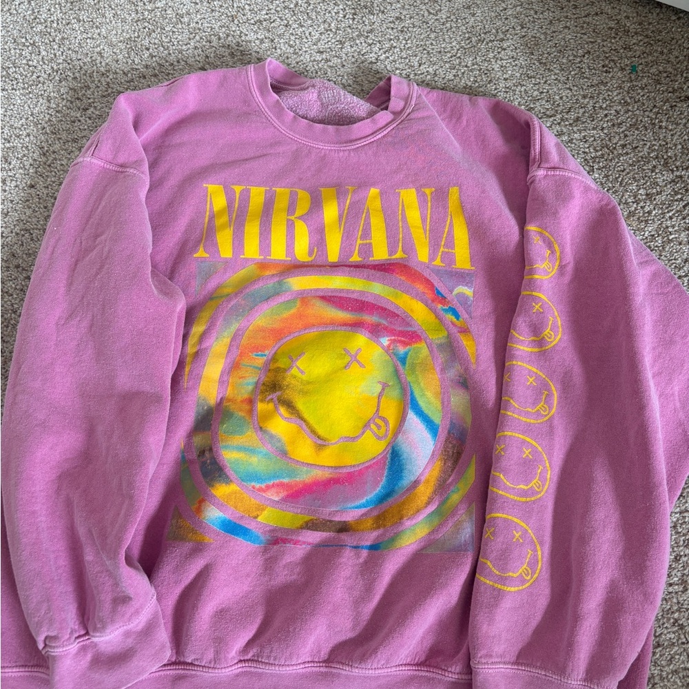 Urban Outfitters Pink Nirvana Crew Neck Sweater